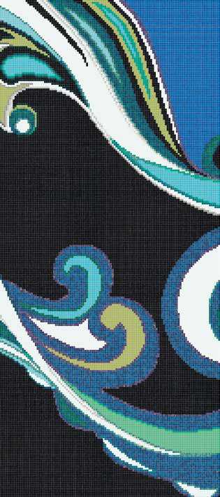 Mosaic tile Bisazza Wears Emilio Pucci by Bisazza, Glass, 129.1x290.5 cm, Surface Finish glossy, Effect fabric, Color multicolor, Style designer